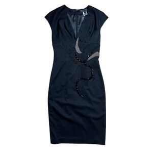 Renato Nucci Black Wool Vintage Style Midi Dress EU 34